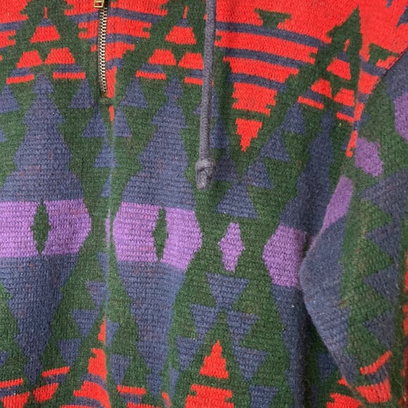 Vintage Impact Quarter Zip Pullover Sweatshirt Small 90s Western Aztec Southwest - Picture 3 of 5